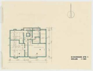 Wohn- und Geschäftshäuser Beusselstraße 44 R und Sickingenstraße 1, Berlin-Moabit: Grundriss Keller 1:100