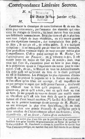 Correspondance littéraire secrète. 1785
