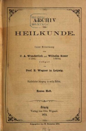Archiv der Heilkunde. 15, 15. 1874