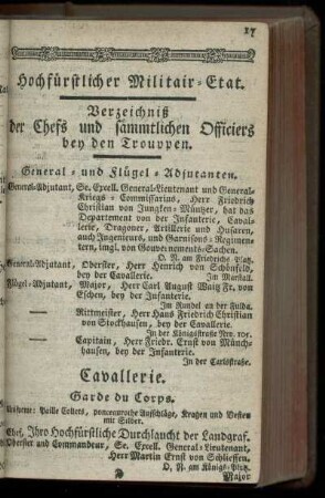 Hochfuerstlicher Militair-Etat