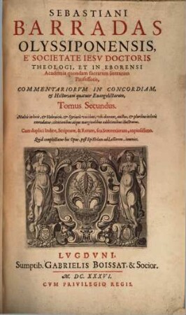Commentaria in concordiam et historiam evangelicam. II. 1636
