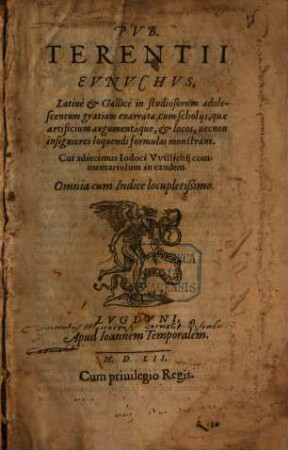 Terentii Eunuchus : Latine et Gallice