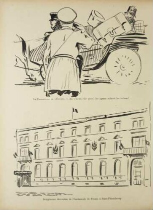 Félix Ier chez Nicolas II. Croquis humoristiques du Voyage du Président de la République