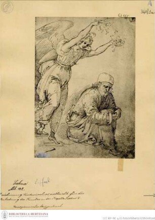 "Libretto di Raffaello", Blumenstreuender Engel und ein sitzender, alter Mann