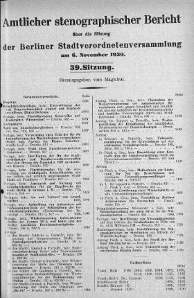 Sitzung 39, 6. November 1930