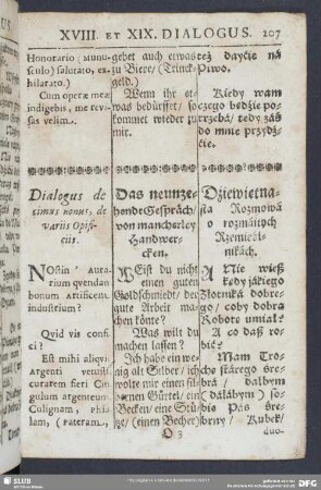 Dialogus decimus nonus, de variis Opificiis