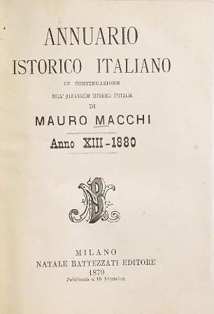 Annuario istorico italiano, 13. 1880 (1879) = Vol. 14