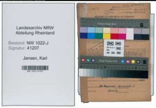 Entnazifizierung Karl Jansen , geb. 17.11.1894 (Bahnbeamter)
