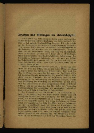 Ursachen und Wirkungen der Arbeitslosigkeit