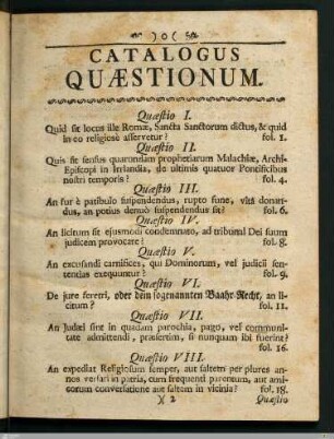 Catalogus Quæstionum.