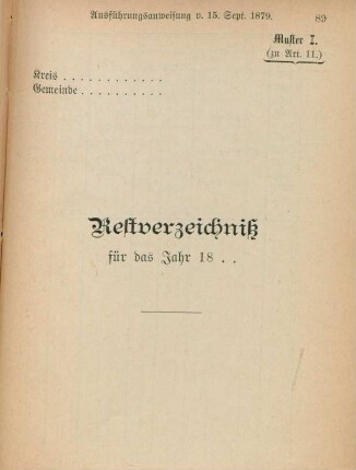 Muster I. (zu Art. 11)