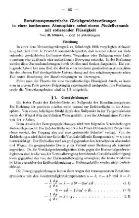 Rotationssymmetrische Gleichgewichtsstörungen in einer isothermen Atmosphäre nebst einem Modellversuch mit rotierender Flüssigkeit