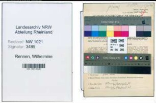 Entnazifizierung Wilhelmine Rennen , geb. 30.09.1910 (Putzmacherin)