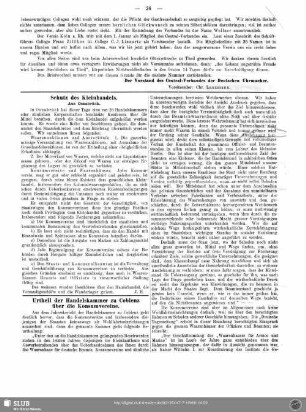 Urtheil der Handelskammer zu Coblenz über die Konsumvereine
