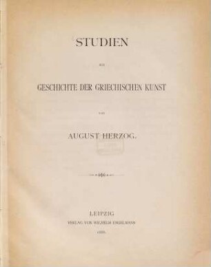 Studien zur Geschichte der griechischen Kunst