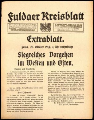 Dritte Ausgabe vom Dienstag, den 20. Oktober 1914.