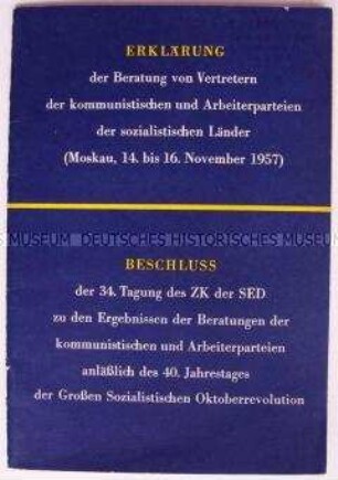 Dokumente-Edition zur Moskauer Beratung von Vertretern der kommunistischen Parteien der sozialistischen Länder Europas im November 1957