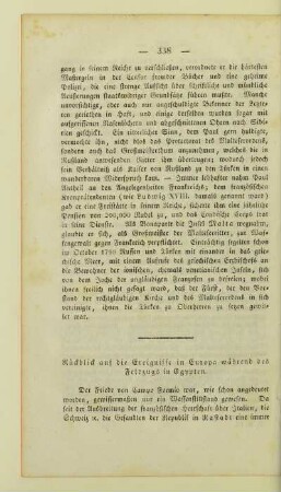Rueckblick auf die Ereignisse in Europa waehrend des Feldzugs in Egypten