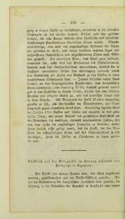 Rueckblick auf die Ereignisse in Europa waehrend des Feldzugs in Egypten