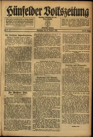 Ausgabe vom Dienstag, den 11. Januar 1921.