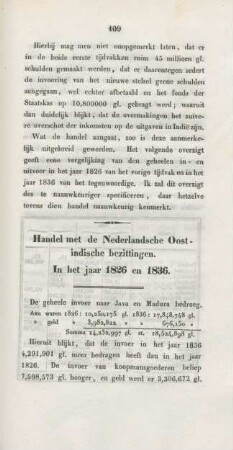 Handel met de Nederlandsche Oostindische bezittingen. In het jaar 1826 en 1836