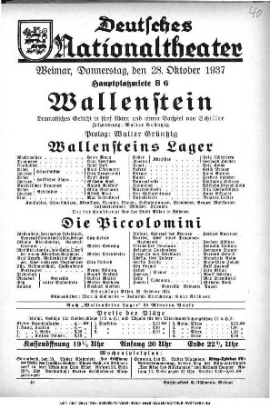 Wallenstein [Wallensteins Lager; Die Piccolomini]