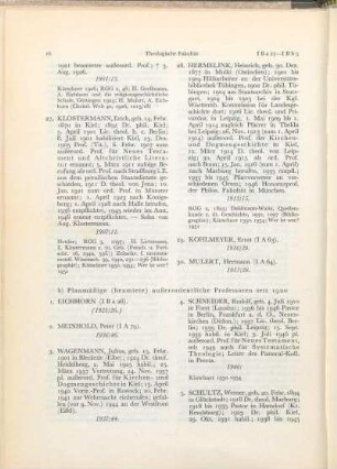 b) Planmäßige (beamtete) außerordentliche Professoren seit 1920
