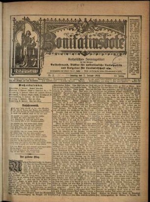 Erste Ausgabe vom Sonntag, den 02. Januar 1916.