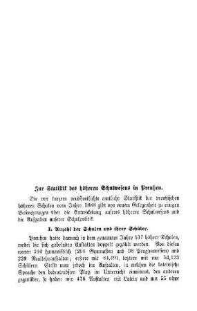 Zur Statistik des höheren Schulwesens in Preußen