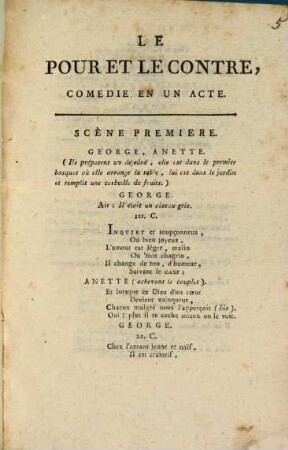 Le Pour Et Le Contre : Comédie En un acte en prose et vaudevilles