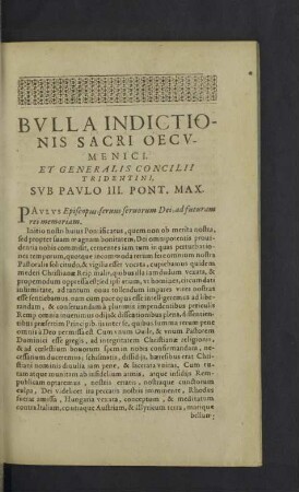 Bulla Indictionis Sacri Oecumenici.