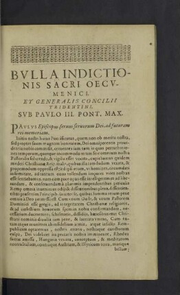 Bulla Indictionis Sacri Oecumenici.