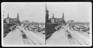 Terrassenufer mit Blick zur Katholischen Hofkirche : Terrassenufer mit Blick zur Katholischen Hofkirche. Fotografie (vor 1910; A. Kotzsch)