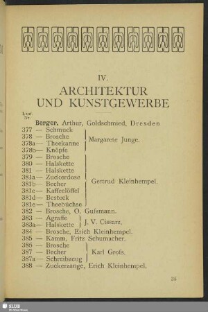 IV. Architektur und Kunstgewerbe