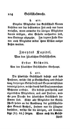 Zweytes Kapitel. Von den häuslichen Gesellschaften.