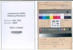 Entnazifizierung Liesette Balve , geb. 09.04.1891 ()