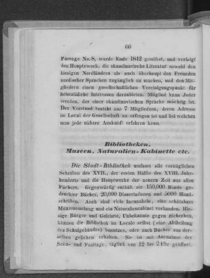 Bibliotheken, Museen, Naturalien-Kabinette etc.