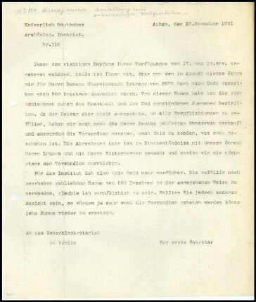 Bericht des ersten Sekretars an das General-Sekretariat