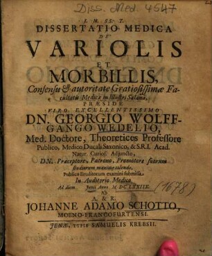 Dissertatio Medica De Variolis Et Morbillis