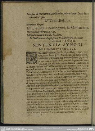Sententia Synodi, De Remonstrantibus