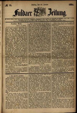 Ausgabe vom Freitag, den 25. Januar 1884.