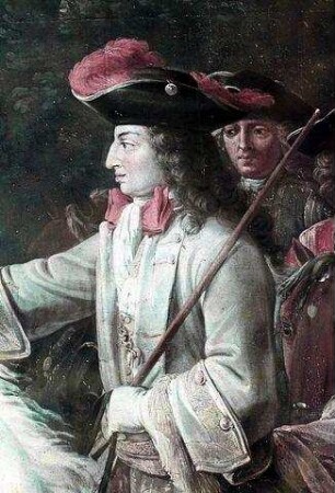 Übergabe der Schlüssel der von den Türken zurückeroberten Schlösser in Ungarn an Herzog Karl von Lothringen vor Mohacz im Jahre 1687