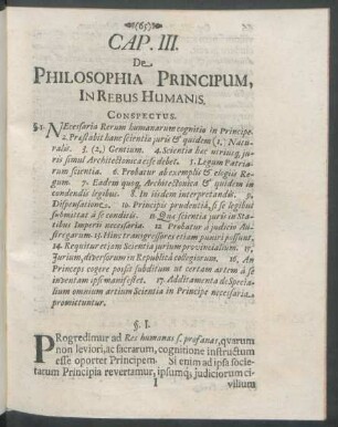 Cap. III. De Philosophia Principum, In Rebus Humanis.