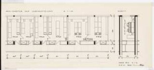 Chemische Institute der Universität Köln: Laboraufteilung Grundriss und Schnitt, 1:50