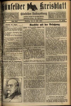 Erste Ausgabe vom Samstag, den 28. Juli 1928.