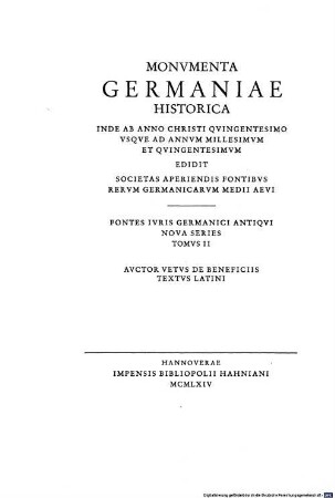Auctor vetus de beneficiis, [1]. Lateinische Texte