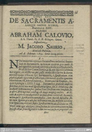 Caput XXIII. De Sacramentis Aliisque Sacris Ritibus