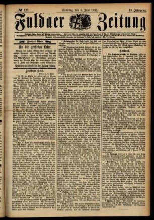 Zweite Ausgabe vom Sonntag, den 05. Juni 1892.