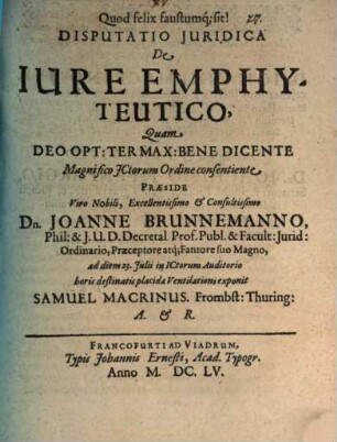Disp. ... de iure emphyteutico