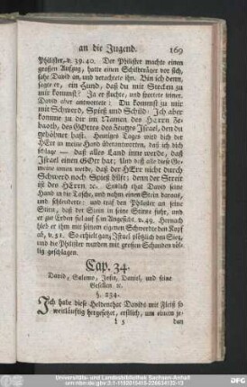 Cap. 34. David, Salomo, Josia, Daniel, und seine Gesellen [et]c.